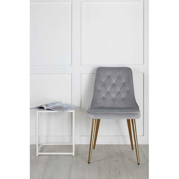 Alice Deluxe ruokatuoli - Vaaleanharmaa/messinki