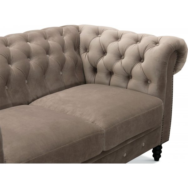 Kahden istuttava Chesterfield Cambridge -sohva - Vaaleanharmaa sametti Kahden istuttava Chesterfield Cambridge -sohva - Vaaleanharmaa sametti