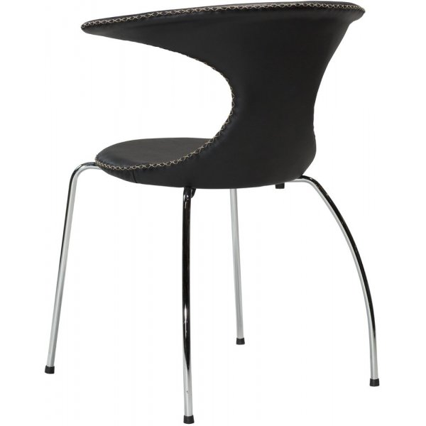 Flair tuoli - Musta nahka / kromi Flair tuoli - Musta nahka / kromi