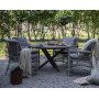 Provence-ulkoiluryhm: Scottsdale pyre ruskea ruokapyt 112 cm sislten 4 Provence-nojatuolia harmaata synteettist rottink