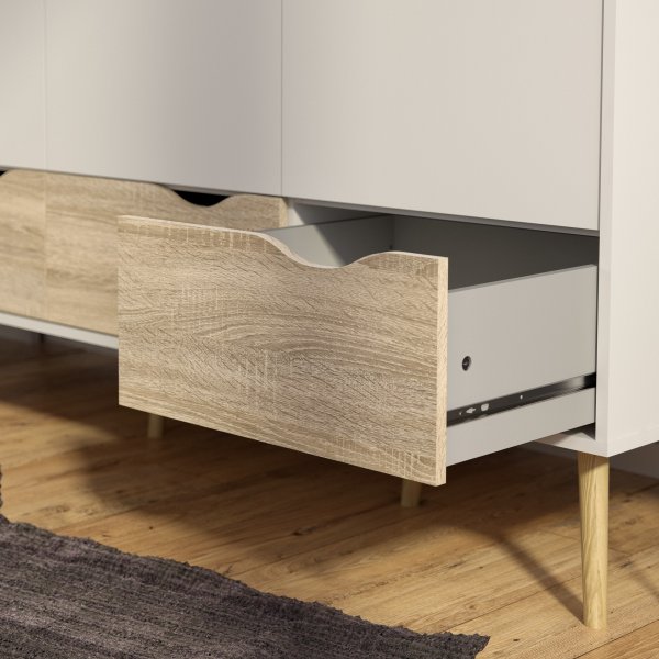 Oslon vaatekaappi 3 ovella - Valkoinen/tammi