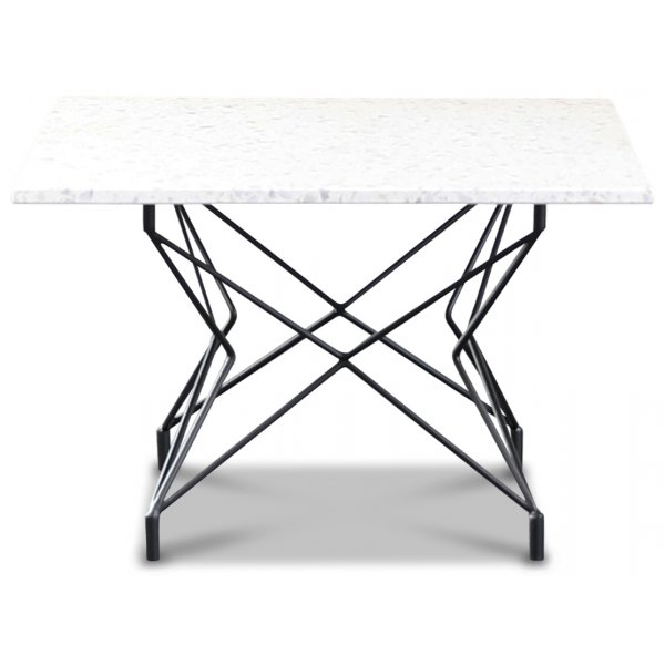 Terrazzo-sohvapyt 75x75 cm - Bianco Terrazzo & Musta Star-runko