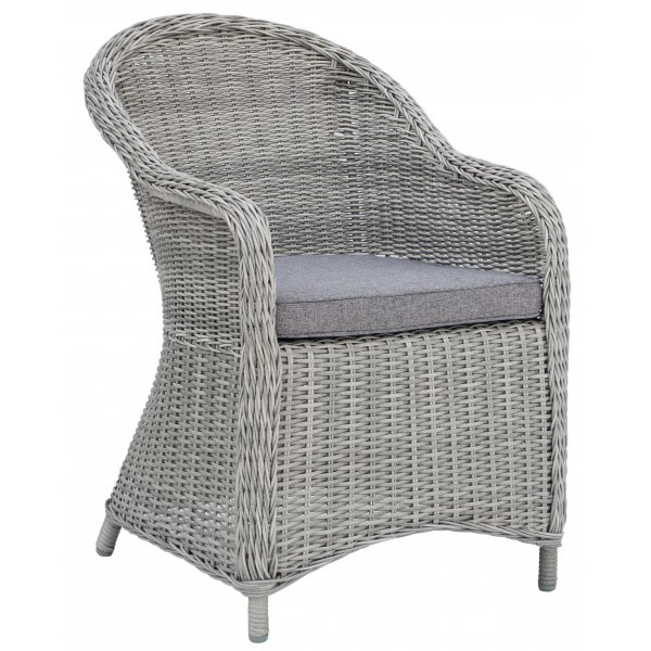 Ruokailuryhm; 4 tuolia ja ruokapyt 110 cm harmaa/rottinki