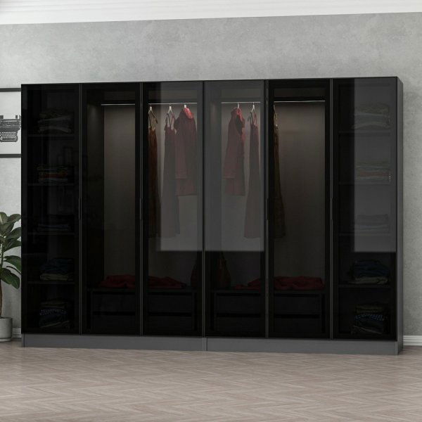 Cavolo-vaatekaappi 270 cm, variantti B - antrasiitti