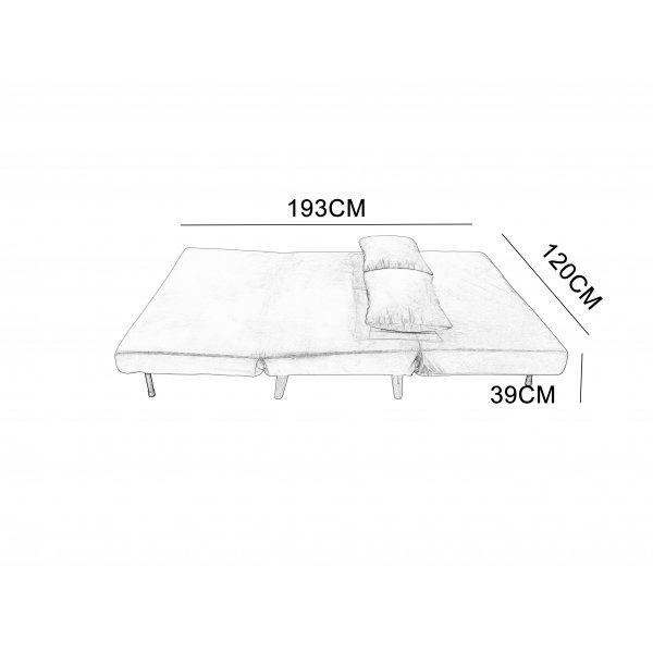 Vuodesohva Helsingborg - Tummanharmaa sametti | 193 cm