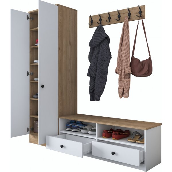 Muodikkaat aulakalusteet - Valkoinen/p�hkin�