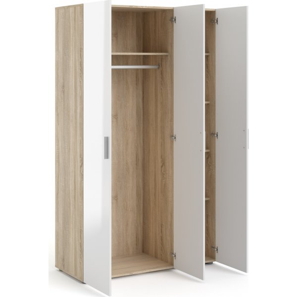 Pepe vaatekaappi 3 ovella - tammi/valkoinen Pepe vaatekaappi 3 ovella - tammi/valkoinen