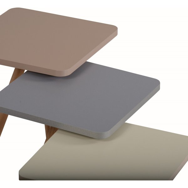 Kolminkertainen settipöytä 34 x 34 cm - Cappuccino/harmaa/kerma Kolminkertainen settipöytä 34 x 34 cm - Cappuccino/harmaa/kerma