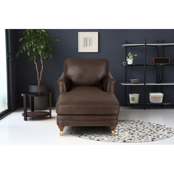 Howard Watford Deluxe Divaani nojatuoli - Vintage Brown Faux Leather