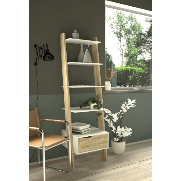 Oslo-askelhylly - Valkoinen/tammi Oslo-askelhylly - Valkoinen/tammi