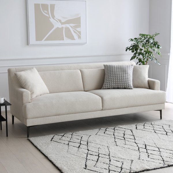 Sohva 3-istuttava beige moderni - Hanna + Huonekalujen tekstiilien puhdistus Sohva 3-istuttava beige moderni - Hanna + Huonekalujen tekstiilien puhdistus