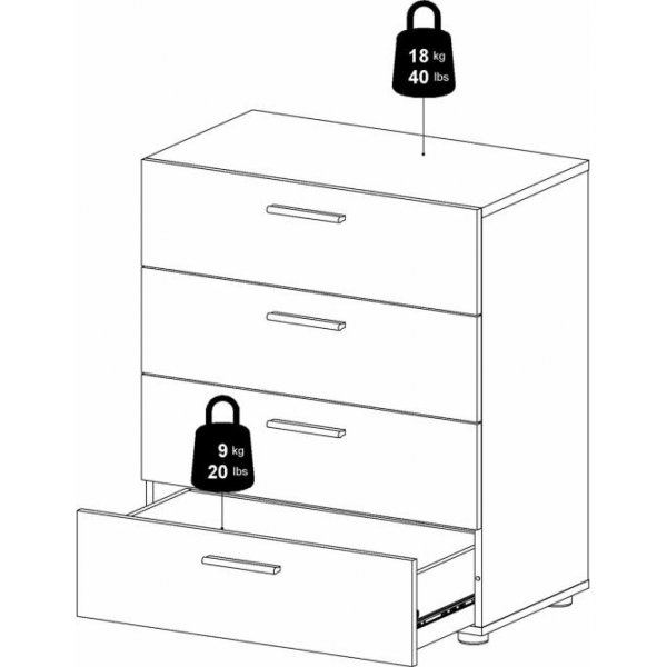 Pepe leve� lipasto, jossa 4 laatikkoa - p�hkin�