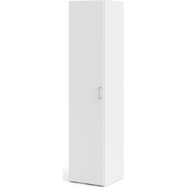 Valkoinen vaatekaappi, leveys 40 cm ja korkeus 175 cm + Huonekalujen tahranpoistoaine Valkoinen vaatekaappi, leveys 40 cm ja korkeus 175 cm + Huonekalujen tahranpoistoaine
