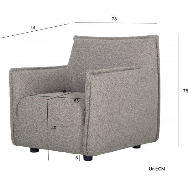 Nojatuoli boucle-kankaasta