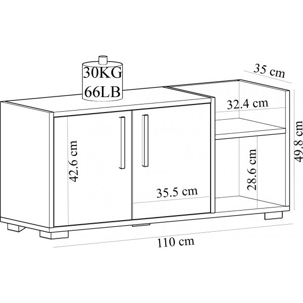 Susanne kenkkaappi - Sapphire tammi/valkoinen