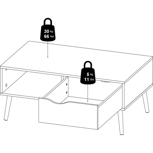Oslo sohvapöytä 99 x 39 cm - Valkoinen/tammi Oslo sohvapöytä 99 x 39 cm - Valkoinen/tammi