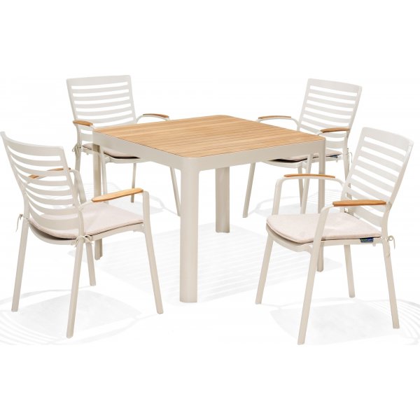 Portaalit ruokailuryhmä 1 - Valkoinen/tiikki Portaalit ruokailuryhmä 1 - Valkoinen/tiikki