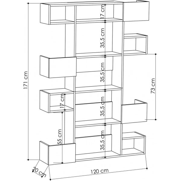 Niho kirjahylly - Valkoinen/tammi Niho kirjahylly - Valkoinen/tammi