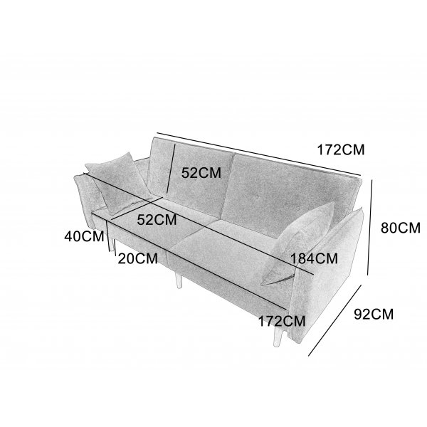 Vuodesohva Signe - Vaaleanruskea - 180 cm