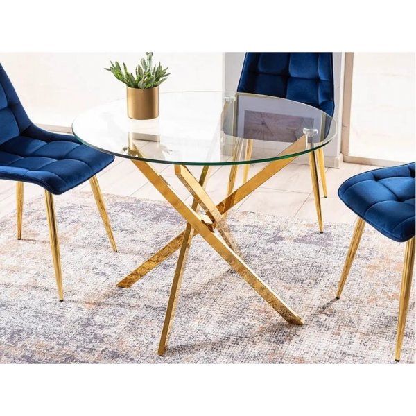 Ruokapyt lasikannella 90 cm, kultaiset jalat + Huonekalujen jalat