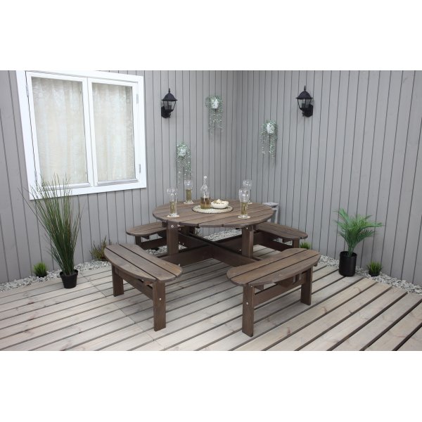 Ronda kalusteryhmä - Puutarhapenkki & pöytä yhdessä - Ruskea Ronda kalusteryhmä - Puutarhapenkki & pöytä yhdessä - Ruskea