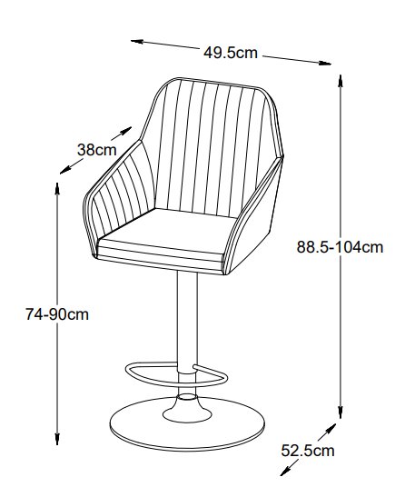 Blocks baarijakkara harmaa PU istuinkorkeus 75-89 cm