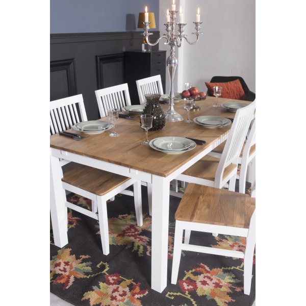 Ruokapöytä 180x90 cm - valkoinen / öljytty tammi Ruokapöytä 180x90 cm - valkoinen / öljytty tammi