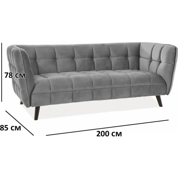 Renae 3-istuttava sohva harmaata samettia Renae 3-istuttava sohva harmaata samettia