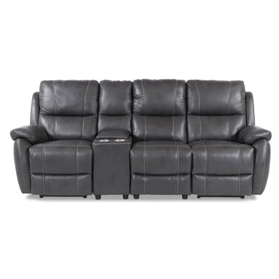 Kolmen istuttava (sähköinen) Enjoy Hollywood recliner-sohva (Elokuvasohva) - Harmaa keinonahka (malli H)