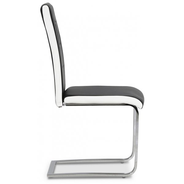 Denver-ruokatuoli - Musta/Valkoinen (PU-kromi) Denver-ruokatuoli - Musta/Valkoinen (PU-kromi)