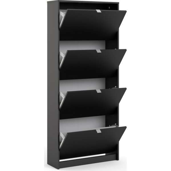 Kengät syvä kenkäkaappi, jossa 4 lokeroa - musta Kengät syvä kenkäkaappi, jossa 4 lokeroa - musta