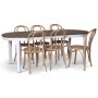 Skagen elintarvikeryhm; ruokapyt 160/210x90 cm - Valkoinen/ruskea ljytty tammi ja 6 Danderyd No.18 tuolia Whitewash