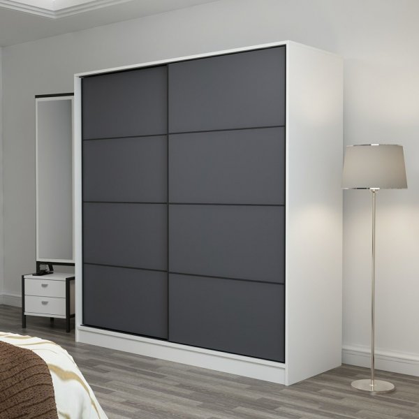 Kapusta vaatekaappi 220x52x210 cm - Valkoinen/antrasiitti Kapusta vaatekaappi 220x52x210 cm - Valkoinen/antrasiitti