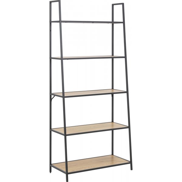 Seaford tikkaat hylly 77x174 cm - tammi/musta