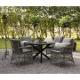 Provence ulkoiluryhm: Scottsdale pyre musta ruokapyt  112 cm sislten 4 Provence nojatuolia harmaata keinorottinki