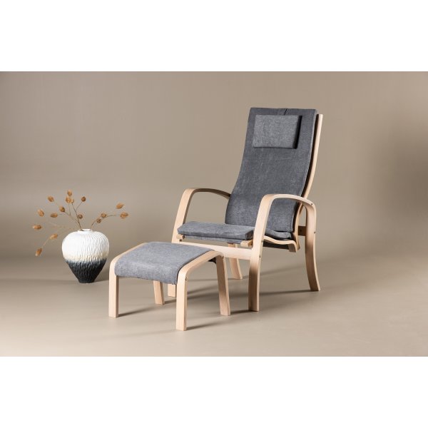 Grötö lepotuoli - Tummanharmaa/valkittu Grötö lepotuoli - Tummanharmaa/valkittu