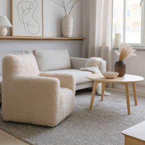 Pörröinen beige nojatuoli Pörröinen beige nojatuoli