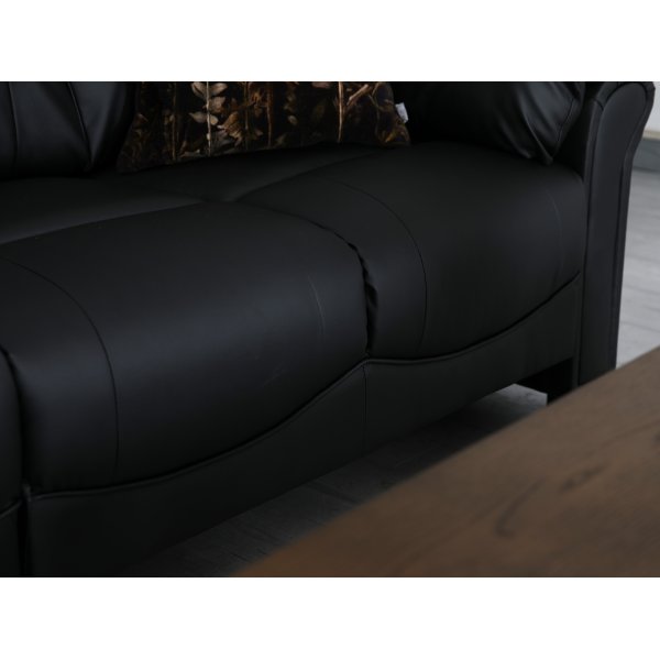 Peking-kulmasohva - Musta keinonahka + Huonekalujen tekstiilien puhdistus