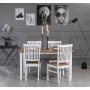Ruokailuryhm: Pyt 140x90 cm sislten 4 tuolia - Tammi/valkoinen - Fr