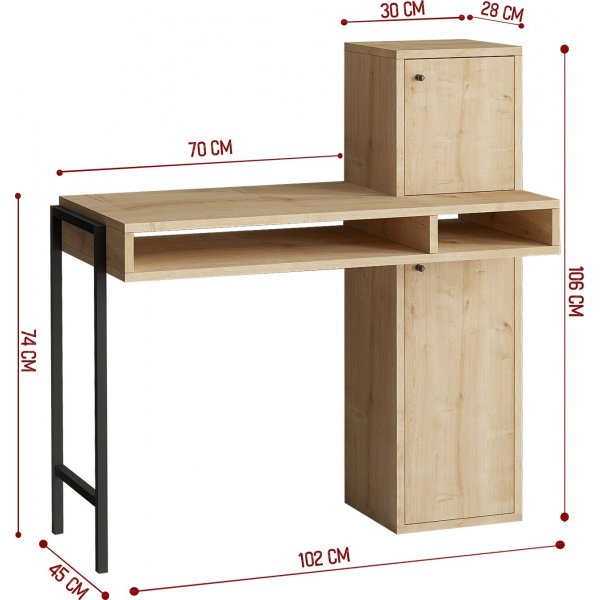 Dora työpöytä tammi/musta - 102 x 45 cm Dora työpöytä tammi/musta - 102 x 45 cm