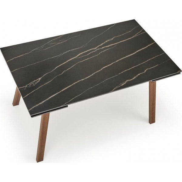 Lozano ruokapöytä 140-200 x 82 cm - Musta marmori/pähkinä Lozano ruokapöytä 140-200 x 82 cm - Musta marmori/pähkinä