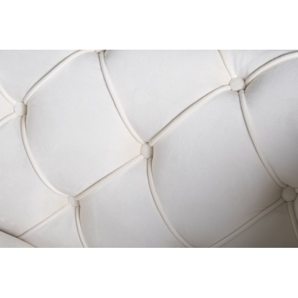 Como 2-istuttava sohva beigeä samettia ja napit + Huonekalujen tekstiilien hoito Como 2-istuttava sohva beigeä samettia ja napit + Huonekalujen tekstiilien hoito