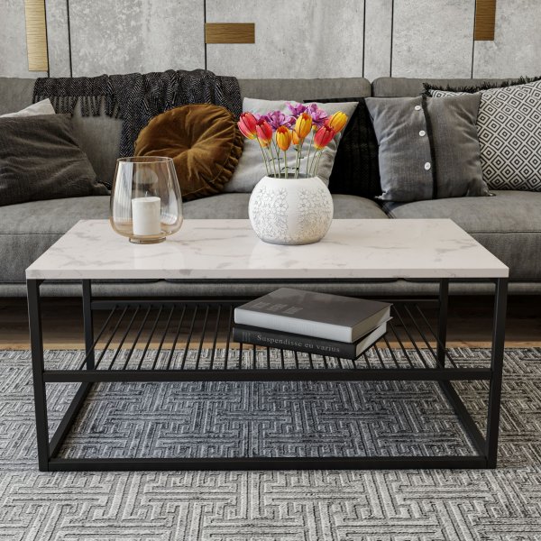 Azur sohvapöytä 95 x 55 cm - Valkoinen/musta Azur sohvapöytä 95 x 55 cm - Valkoinen/musta