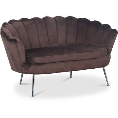 Kingsley 2-istuttava sohva ruskea sametti kromijalat + Huonekalujen jalat