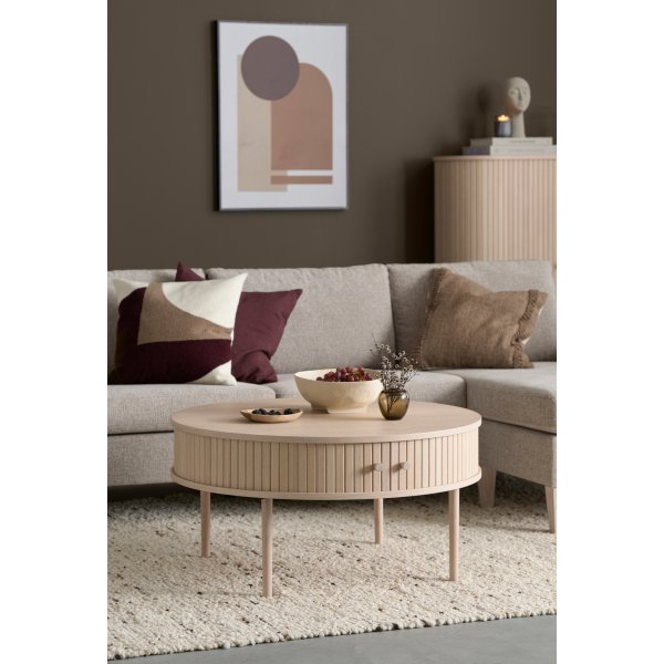 Slide sohvapöytä Ø90 cm - Valkoinen pigmentoitu tammi Slide sohvapöytä Ø90 cm - Valkoinen pigmentoitu tammi