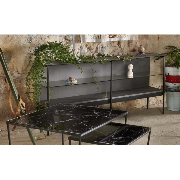 Fiona-sivupöytä l. 160 cm - Musta / Lasi + Huonekalujen tekstiilien puhdistus Fiona-sivupöytä l. 160 cm - Musta / Lasi + Huonekalujen tekstiilien puhdistus