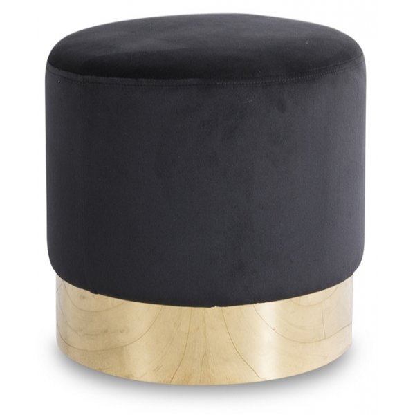 Pouf Isabelle - 42cm halkaisija - Musta / Messinki