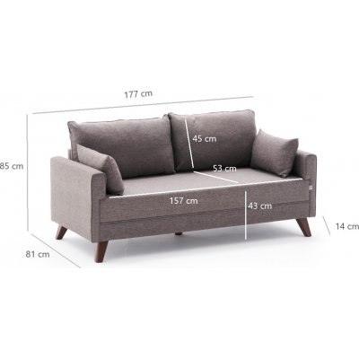 Bella 2-istuttava sohva - ruskea