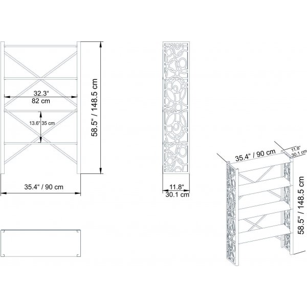 Lidya kirjahylly - pähkinä/musta Lidya kirjahylly - pähkinä/musta