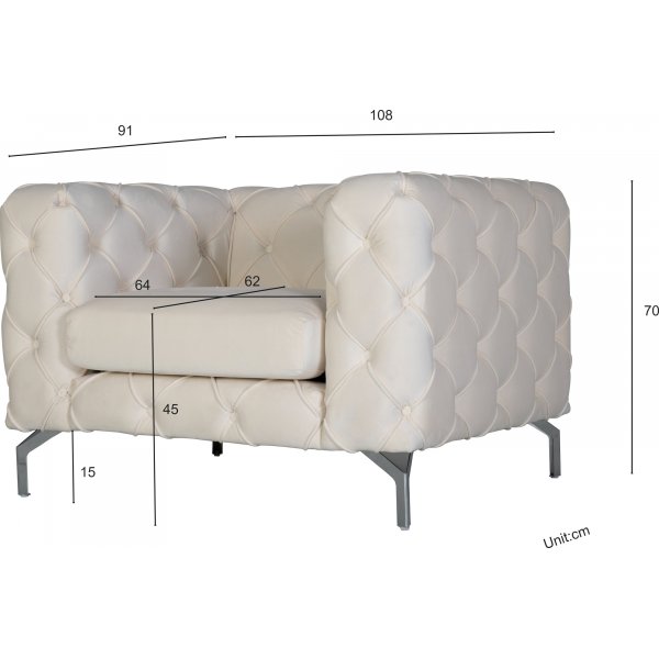 Como nojatuoli beigeä samettia + Huonekalujen puhdistus Como nojatuoli beigeä samettia + Huonekalujen puhdistus